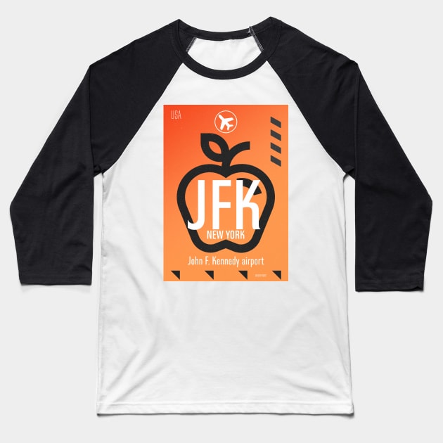 JFK airport orange Baseball T-Shirt by Woohoo